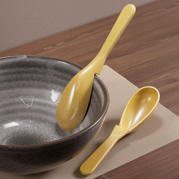 Eolstice Non-Slip Long Handle Asian Soup Spoon for Ramen and Desserts, Food Grade Material with Notch for Easy Use, Kitchen Spoon Set Ideal for Japanese Cuisine and Home Cooking