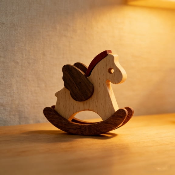 Eolstice Nordical Style Horse Rocking Horse, Pine Wood Table Decorations, Rustic Home Decoration Crafts for Shelf Displays, Cabin Decor, and Nostalgic Accents