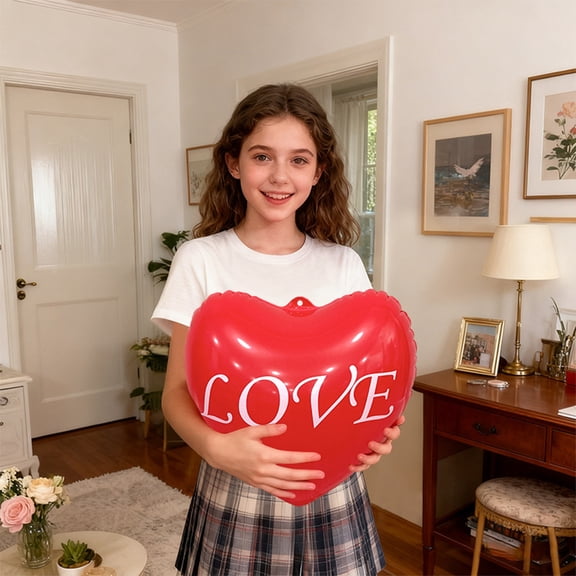 Eolstice PVC Inflatable Heart Shaped Balloons, Valentines's Day Decorations Set, Party Balloons For Anniversary, Wedding, Romantic Atmosphere, Helium Optional