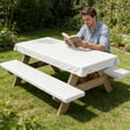 thumbnail image 1 of Eolstice Patio Table Cover Set, Three Pieces Picnic Table and Benches Covers, Table and Chair Protective Covers for Outdoor Furniture, Weather Resistant(White), 1 of 6