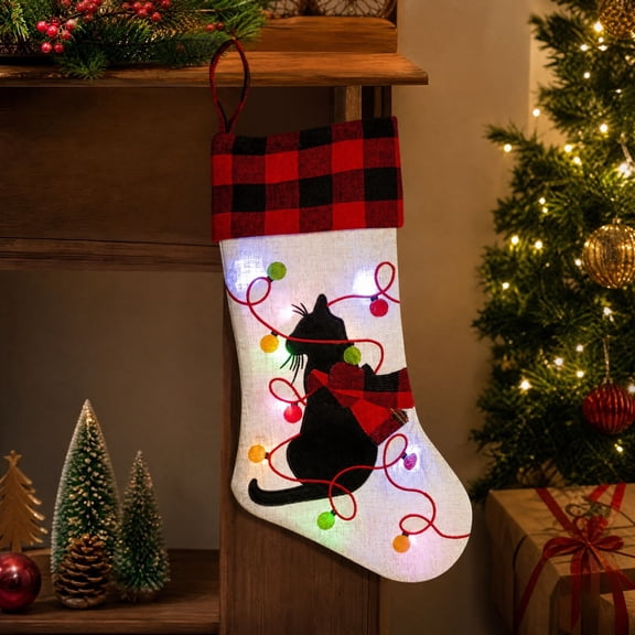 Eolstice Pet Christmas Stockings, Light Up Christmas Stockings For Cats And Dogs, Christmas Tree Ornaments, Light Equipped Holiday Pet Decor, Tree Hanging