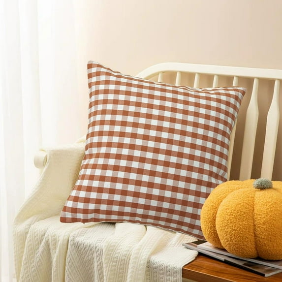 Eolstice Plaid Pattern Decorative Pillow Cover, Reversible Sofa Throw Pillow Case, Accent Cushion for Chair Porch Outdoor