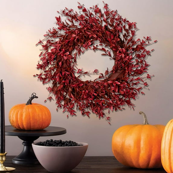 Eolstice Plastic Floral Halloween Wreath, Small Flower Arrangement Door Hanging, Window Wall Decor for Seasonal Hol-iday Home Display