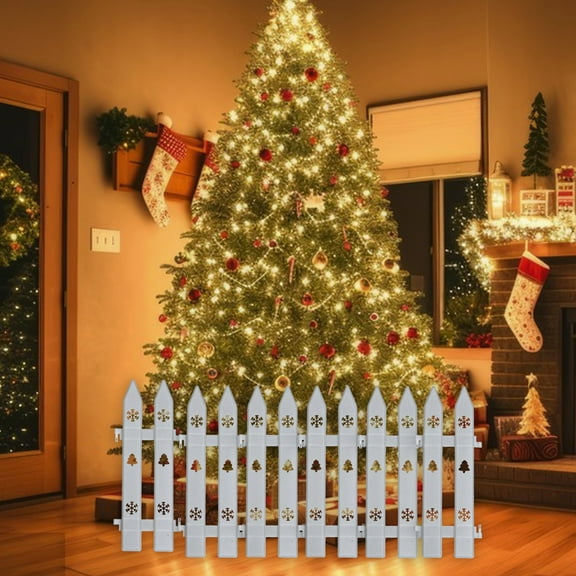 Eolstice Plastic Picket Christmas Tree Fence, Garden Border for Home Yard, Party Plant Fencing for Seasonal Display