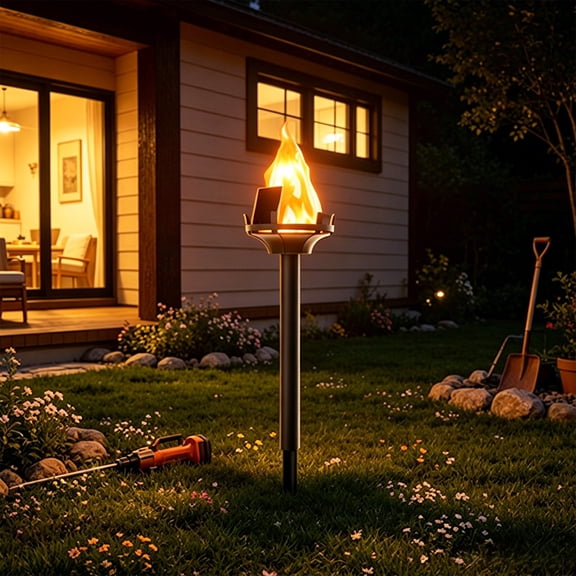 Eolstice Plastic Solar Torch Light, Flickering Flame LED Outdoor Garden Stake Lamp, Waterproof Landscape Lighting for Patio Pathway and Yard