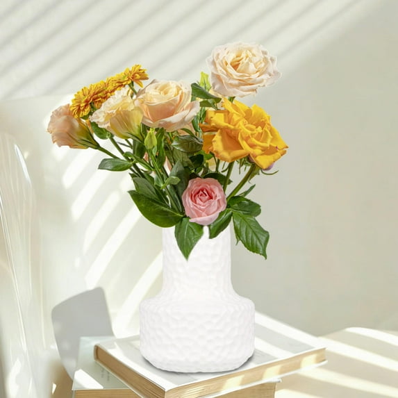 Eolstice Plastic Vase Dry And Wet Flower, Imitation Rattan Woven Flowerpot, Decorative Vase For Home Decor, Artificial Flower Arrangement, Sturdy Table Centerpiece(White)