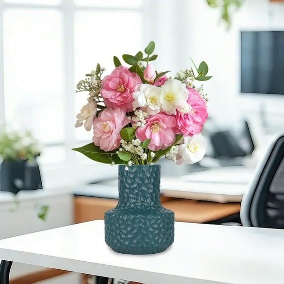 Eolstice Plastic Vase Dry And Wet Flower, Imitation Rattan Woven Flowerpot, Decorative Vase For Home Decor, Artificial Flower Arrangement, Sturdy Table Centerpiece(Blue)