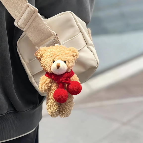 Eolstice Plushy Bear Keychain, Cute Keyring Bag Accessory, Festive Gift Keychain For Christmas, February 14, Bag Charm, Gift For Her, Kids, Sturdy Plush Toy