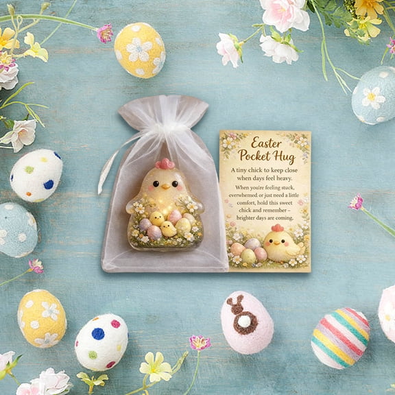 Eolstice Pocket Easter Gift Decoration, Small Spring Holiday Ornament, Miniature Basket Stuffer, for Gift Tag, Treat Bag, Festive Token, Thoughtful Detail(B)