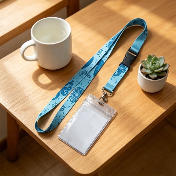 Eolstice Polyester Lanyard With Printing, Custom Employee ID Card Holder Strap, Woven Neck Lanyard For Office School Event Conference Staff Badge Keychain