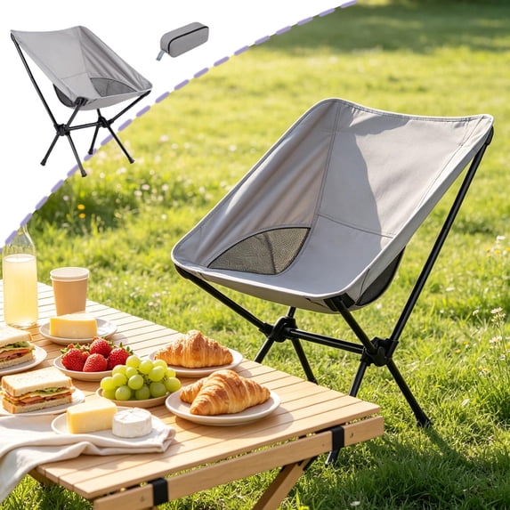 Eolstice Portable Camping Chair, Foldable Outdoor Chair With Carry Bag, Collapsible Seat For Picnic Hiking Beach Tailgating, Fishing