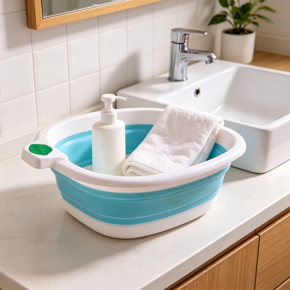 Eolstice Portable Foldable Sink, Collapsible Washing Basin, Travel Outdoor Plastic Tub, Space Saving Dishpan for Camping RV Baby Bath Home Dorm Use