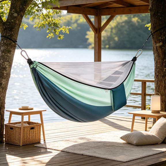 Eolstice Portable Hammock with Crossbars, Carrying Bag Included, Breathable Mesh, Versatile, Outdoor Camping Backyard Patio, Convenient Install