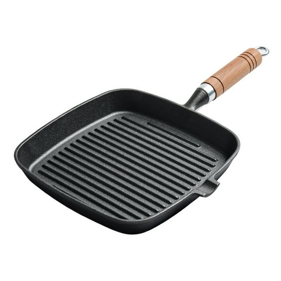 Eolstice Premium Iron Steak Frying Pan, Coated Non-Stick Surface Household Cookware, Striped Design Grill Pan For Perfect Searing Cooking Stove Top Use