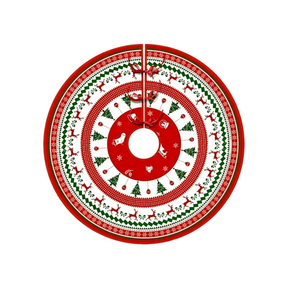 Eolstice Printed Christmas Tree Skirt, Personalized Snowflake Reindeer Design, Festive Tree Base Cover, Holiday Decor Accent