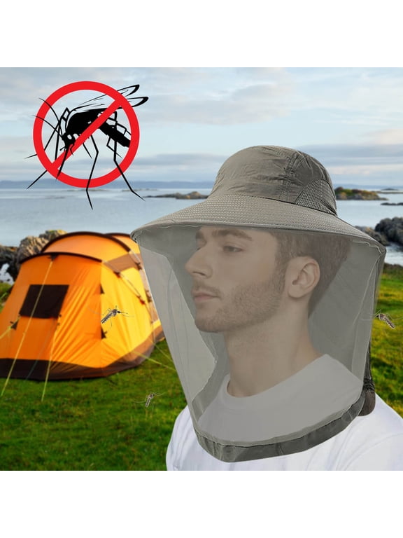 Protective Mesh Net Sun Hat, Beekeeping Insect Shield Head Cover, Outdoor Gardening Camping Hiking Wide Brim Hunting Cap for Adults