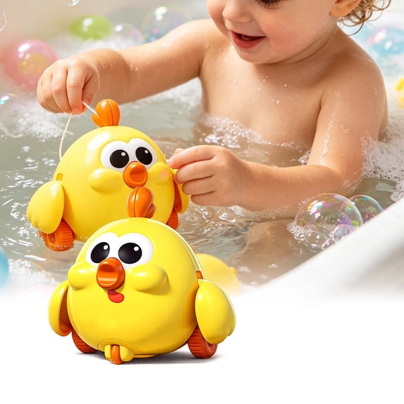 Eolstice Pull Along Chick Toy for Toddlers, Cute Yellow Interactive Wheeled Crawling Plaything, Safe Early Educational Developmental Activity Toy for Kids Infant,Yellow
