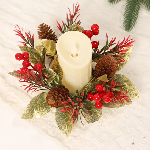 Eolstice Red Pine Cone Candle Garland, Natural Theme Table Centerpiece Display, Festive Holiday Mantel Decor, for Christmas Table Arrangements