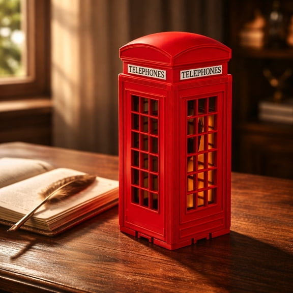 Eolstice Red Telephone Booth Desk Organizer, Classic British Phone Box, Multipurpose Cell Phone Stand and Storage Box for Home Office Table and Desk Decor