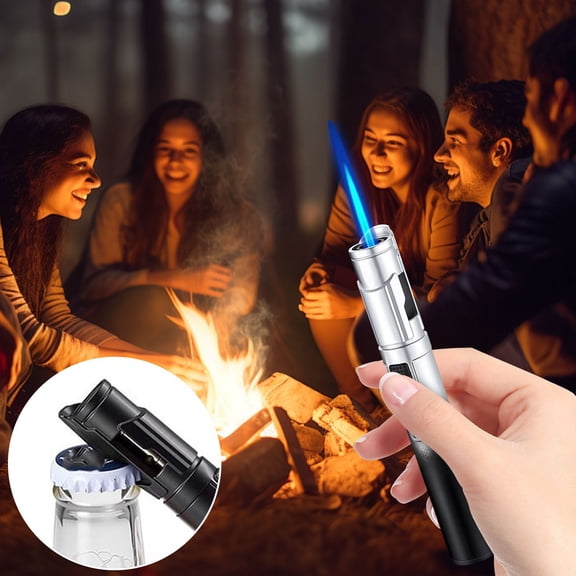 Eolstice Refillable Butane Torch Lighter, Windproof Jet Flame Long Pen Lighter, Safety Lock, For Candles Kitchen BBQ,White