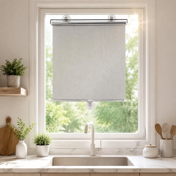 Eolstice Retractable Sun Shade Roller Blind, Heat Blocking UV Protection Window Cover, Indoor Outdoor Use, Kitchen Bathroom Office Car Window