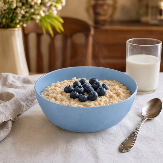 Eolstice Reusable Round Polypropylene Cereal Bowl, Embossed Floral Serving Bowl, Top Rack Dishwasher Safe, Great For Serving Salad Soup Snacks And More