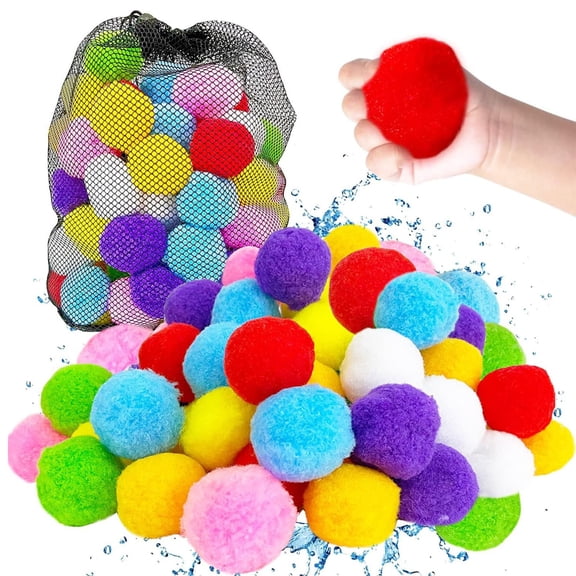 Eolstice Reusable Water Sponge Balls, 60 Count, Colorful Soft Splash Soaker Balls, Pool Beach Water Party Toy, Kids And Adults Outdoor Summer Fun Game