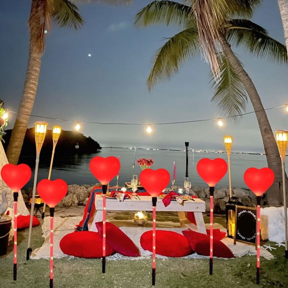 Eolstice Romantic LED Valentine's Day Solar Lights, Classic Shape Elementals for Outdoor Garden Decoration, for Yard Display, Holiday Events, and Party Ambiance