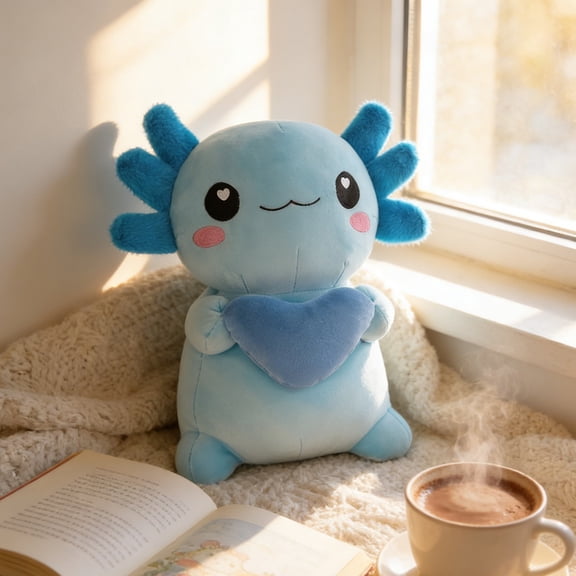 Eolstice Salamander Plush Doll, Cute Hexagon Sleeping Fish Toy, Soft Stuffed Cartoon Animal Pillow for Kids Nursery Bedroom Home Decor,Blue