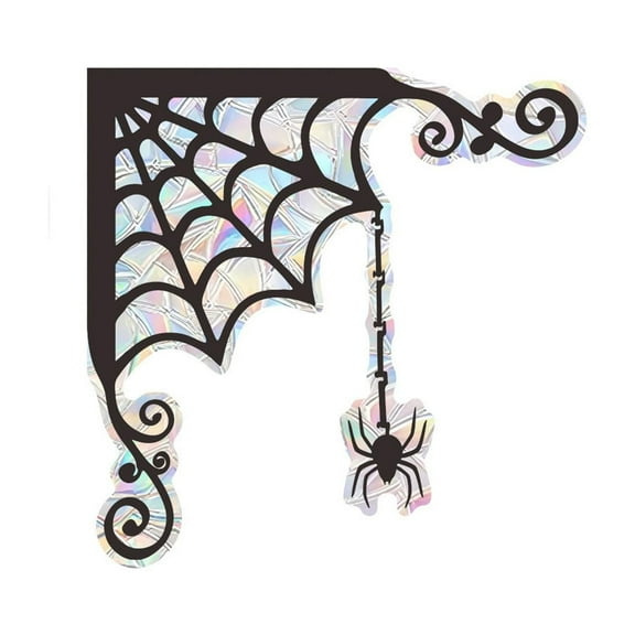 Eolstice Self Adhering Static Cling Halloween Cobweb Window Film, Electrostatic DecorWindow Sticker, Remove Scary Web Design for Halloween Party Home Window Door Decor