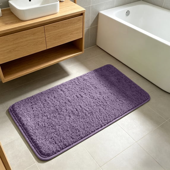 Eolstice Shaggy Runner Rug, Extra Thick Fluffy Foot Mat, Non Slip Latex Backing, Soft High Pile Absorbent Carpet for Bathroom Laundry Room,Purple