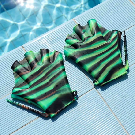 Eolstice Silicone Swim Hand Paddles, Adjustable Strap Swimming Gloves, Webbed Fins for Adult Water Training, Surfing Diving Aquatic Gear