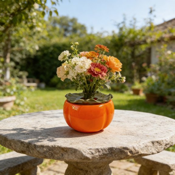 Eolstice Simulated Persimmon Plastic Vase, Faux Fruit Flower Pot, Home Table Decor Centerpiece, Artificial Room Office Shelf, Realistic, Sturdy