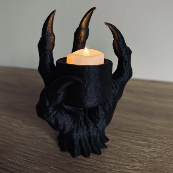 Eolstice Skeleton Hand Lamp Base, Halloween LED Candle Holder, Battery Operated Light Not Included, Spooky Tabletop Gothic Decor, Home Mantel Display
