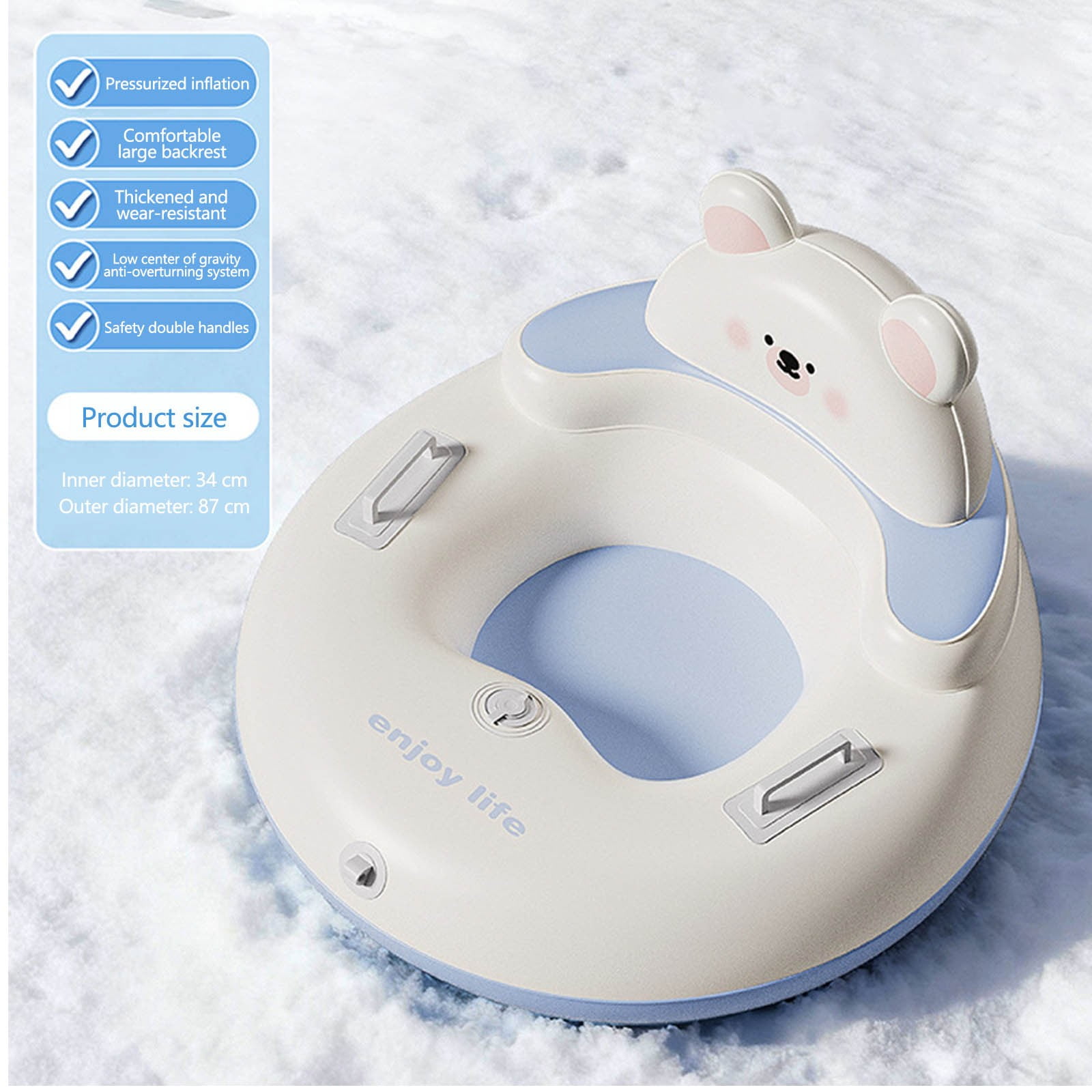 Eolstice Snow Tube Sled - Inflatable Winter Sledding Toy With Handles, Winter Sledding Toy, for Snow Play, Outdoor Fun, Family Activities, Gift Giving, Seasonal Entertainment(A)