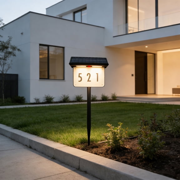 Eolstice Solar Address Sign, 3 Color Change Remote Control Solar House Number Light, Waterproof Outdoor Wall Mount for Yard Garden Drive,Black