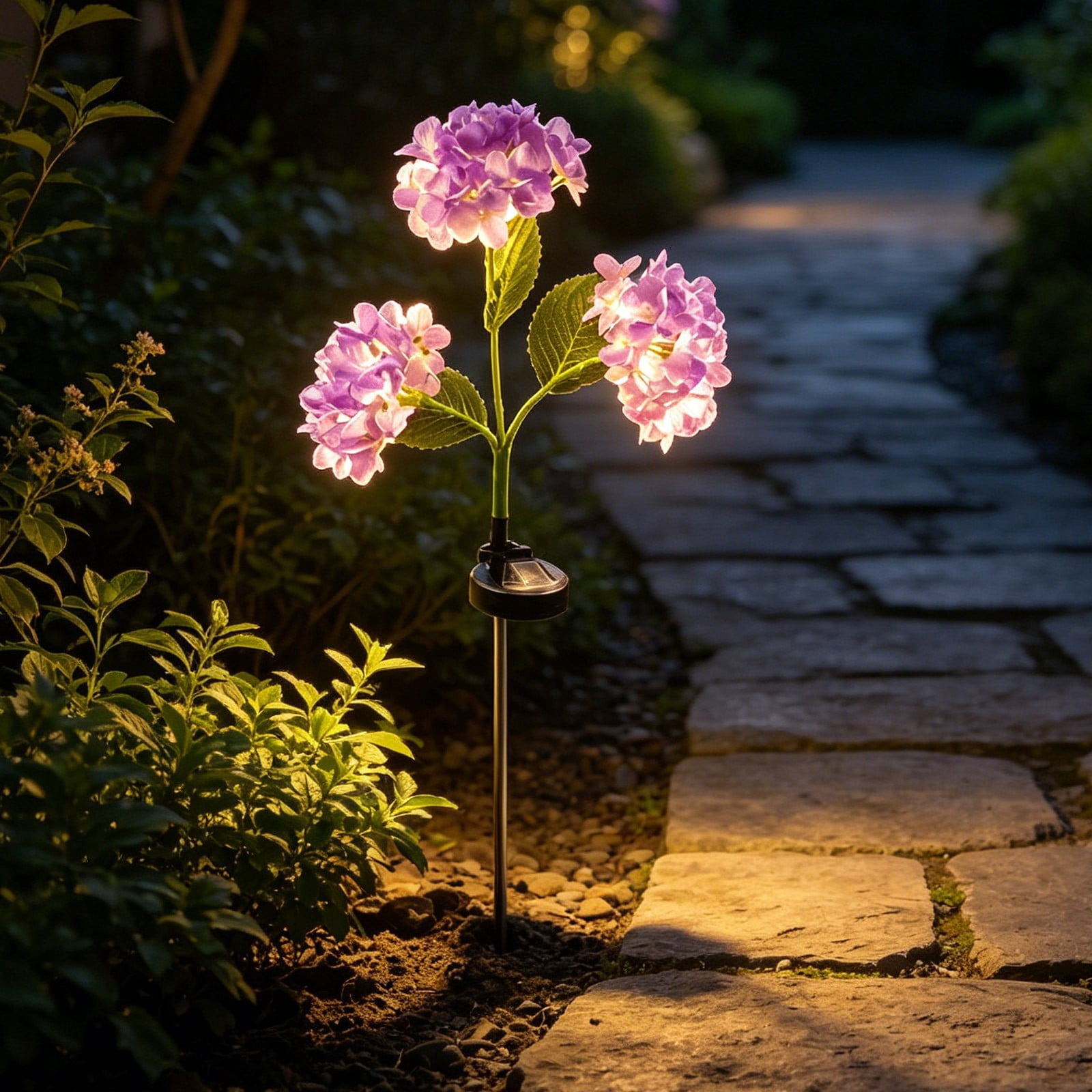 Eolstice Solar Powered Hydrangea Flower Lights, Outdoor Waterproof ...