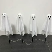 Eolstice Solar Powered Spooky Ghost Stake Light, White LED Garden Pathway Marker, Weatherproof Halloween Lawn Decoration With Auto Dusk Sensor