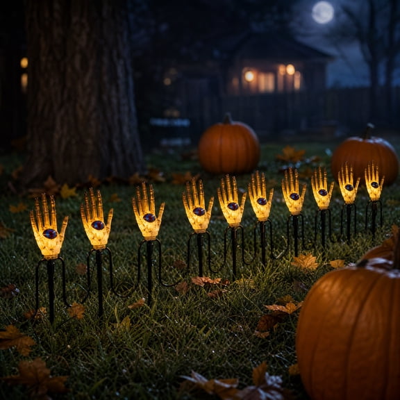 Eolstice Solar Skeleton Hand Lights, LED Stake Light, Waterproof Outdoor Halloween Decor, Spooky Ghost Hand Ground Light, for Yard Garden