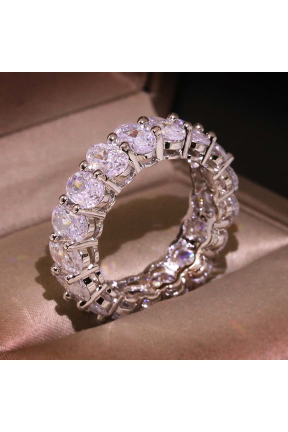 Sparkling Fashion Ring, Crystal Ring Accessories, Birthday Gift Party Jewelry, For Women, Evening Wear, Costume, Photo Prop, Decorative Ring Set, Gift Idea(Silver-1)