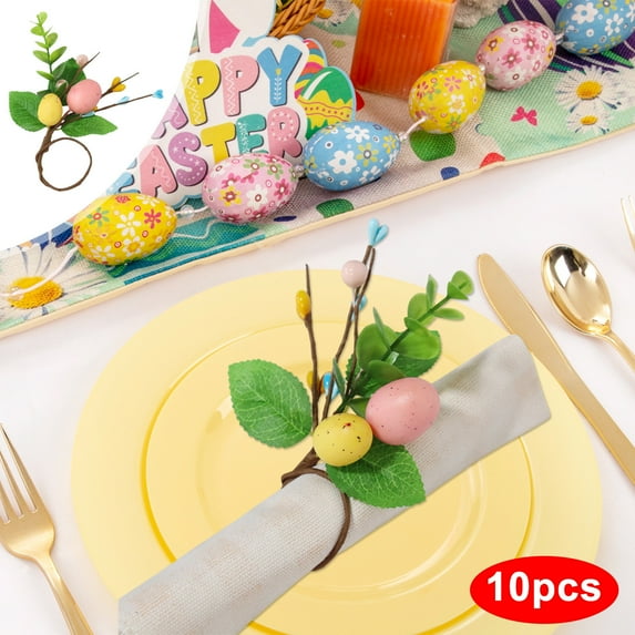 Eolstice Spring Colored Berries Easter Eggs Napkin Ring, Europe and The United States Simpler Hotel Home Decoration, Napkin Ring for Dining Table Settings, Meals, Parties(I)