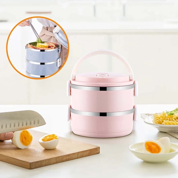Eolstice Stainless Steel Insulated Lunch Container, Circular Bento Style Food Jar, Office School Meal Prep for Hot Cold Foods