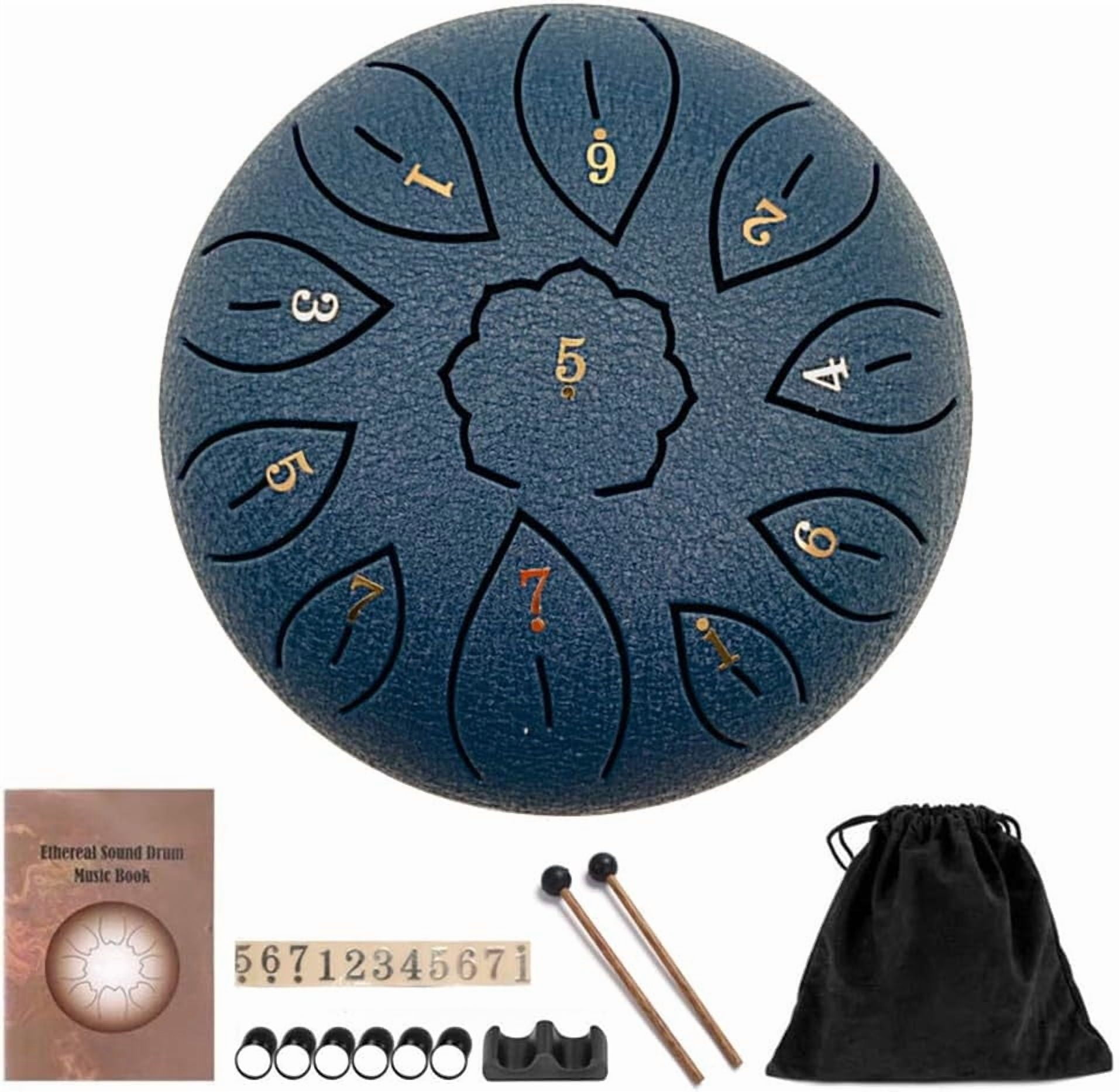 Eolstice Steel Tongue Drum, 6 Notes G Tone Hand Pan Drum, Musical Instrument with Carry Bag, For Meditation, Sound Healing, Music Lovers, Beginners, Portable Percussion(Blue)