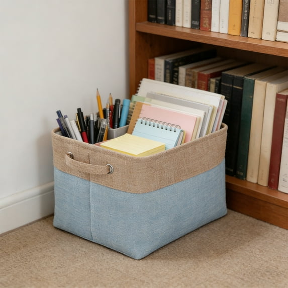 Eolstice Storage Baskets Fabric Storage Bins, Home Organization Bins, Foldable Storage Box For Toy And Clothes, Closet Organizer, Sturdy Collapsible Container(Blue)