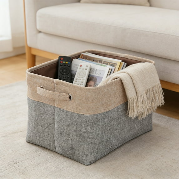 Eolstice Storage Baskets Fabric Storage Bins, Home Organization Bins, Foldable Storage Box For Toy And Clothes, Closet Organizer, Sturdy Collapsible Container(Brown)