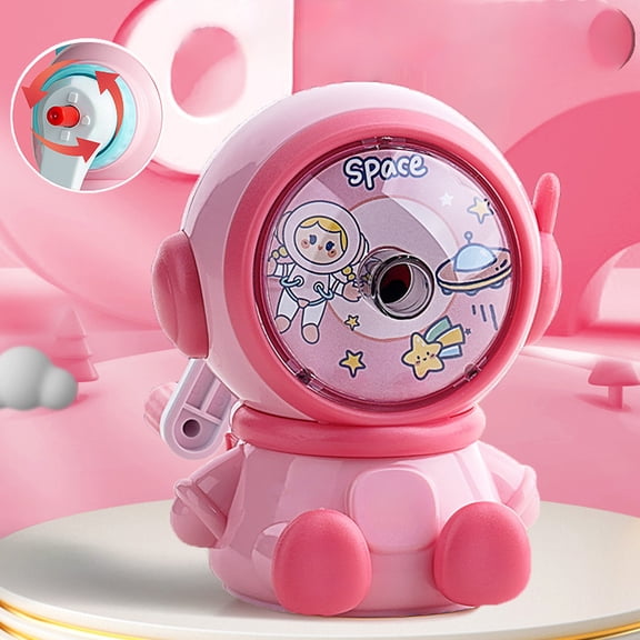 Eolstice Student Pencil Roller, Pencil Sharpener Hand Crank, Kids Pencil Sharpener Tool, Learning Stationery Supplies, For Classroom, Home Desk, Easy Use, Sturdy(Pink)