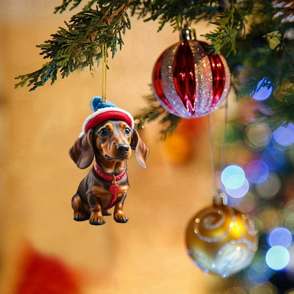 Eolstice Sturdy and Decorative Acrylic Christmas Dog Car Hanger Ornament for Vehicle Interior, for Car Dashboard Home Office and Christmas Tree Gift Giving