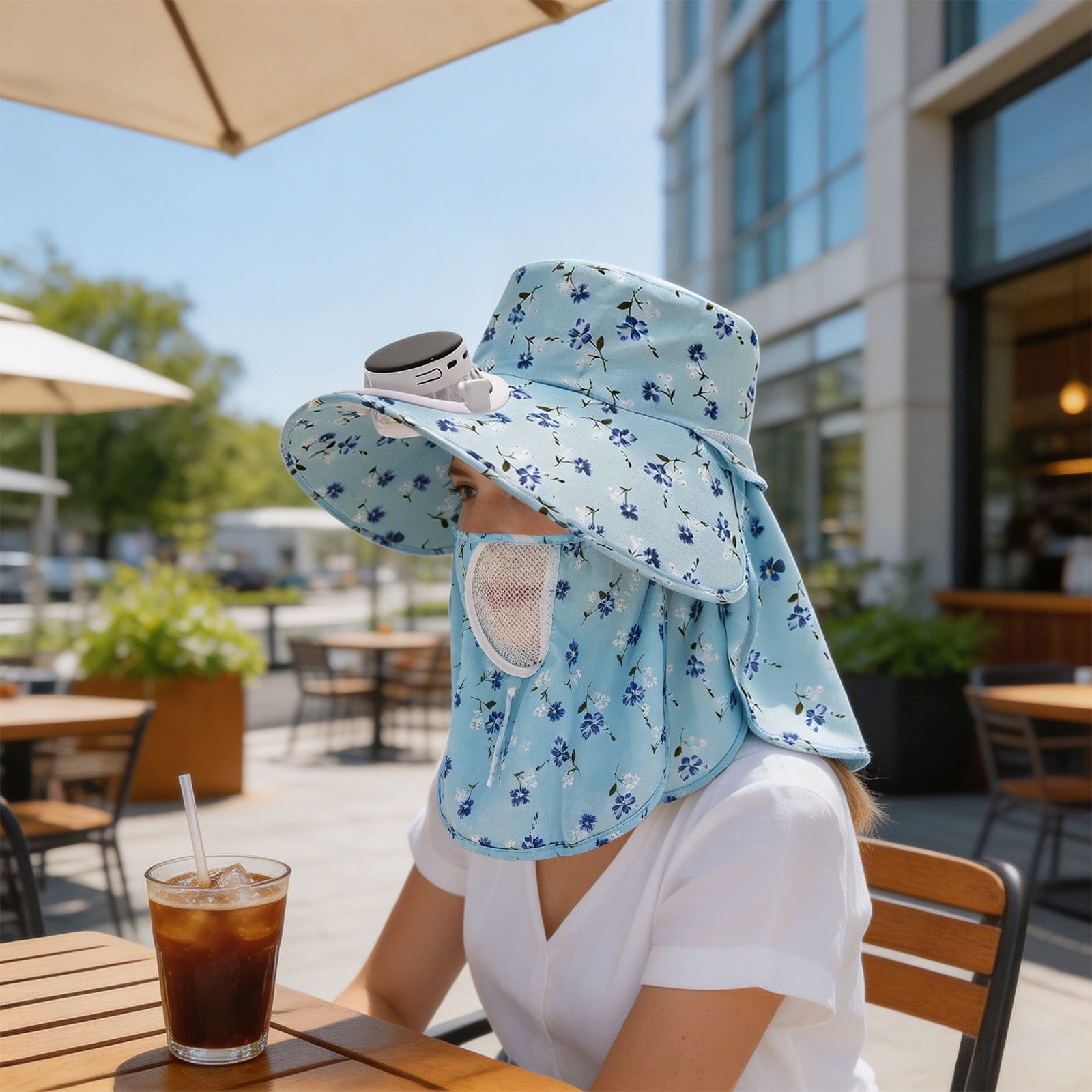 Eolstice Sun Hat With Fan, Solar Powered Rechargeable, Wide Brim UV ...