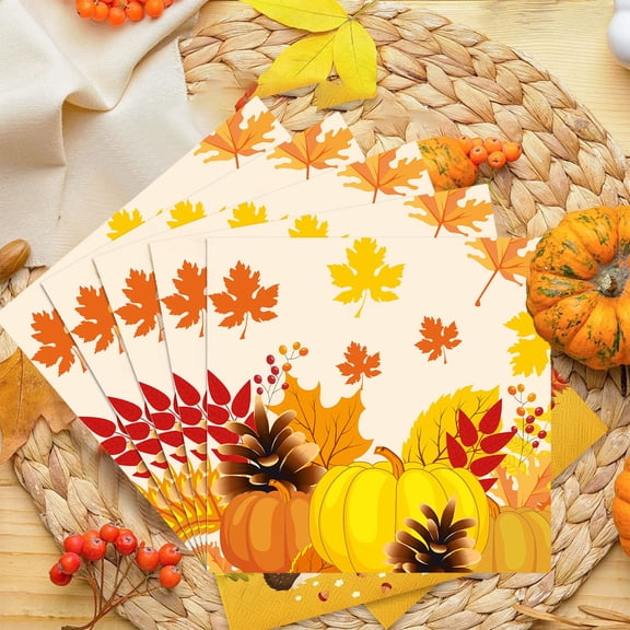 Eolstice Thanksgiving Themed Paper Plates with Pumpkin Maple, Disposable Tableware for Fall Harvest Party, Seasonal Dinner Plates for Holiday Gathering & Autumn Celebration