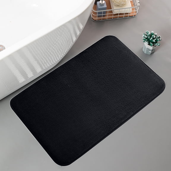 Eolstice Thickened Foam Bath Mat, Super Soft and Absorbent Design Bath Mat, Non Slide Bathroom Rug, Machine Washable Floor Carpet for Home, Shower and Bathroom Use(Black)